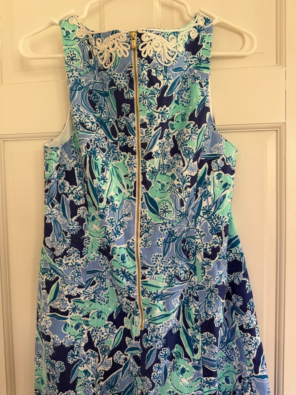 Lilly Pulitzer Navy, Aqua & Light Blue Floral Lace-Trim Mini Dress - Picture 3 of 3